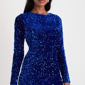 Lulu's Vibrant Blue Sequin Mini Dress